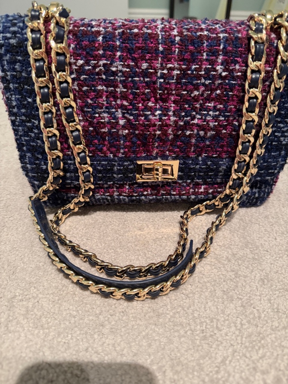 White House Black Market Multicolor Tweed Chain-Handle Shoulder Bag